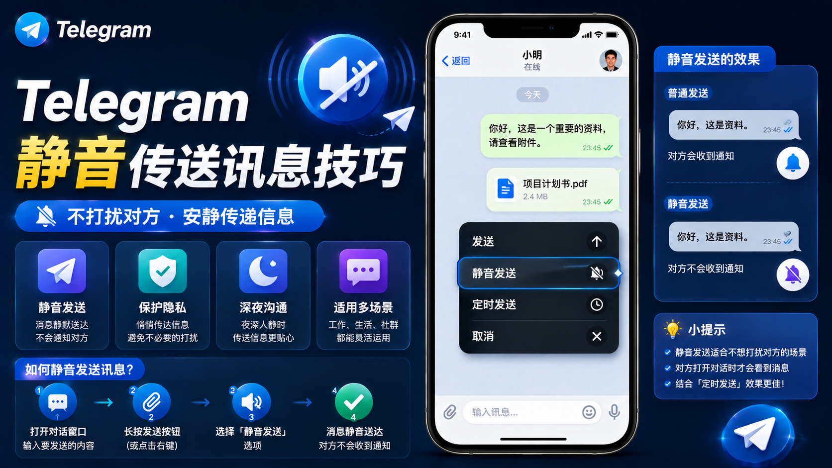 Telegram 無提醒傳送訊息教程：靜音溝通功能全面解析