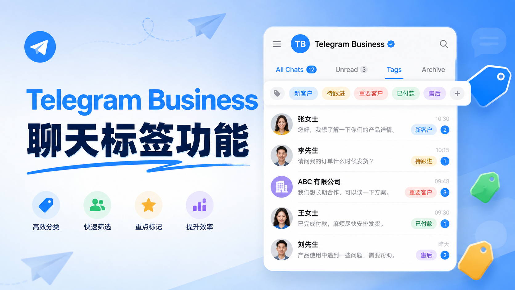 Telegram Business 標籤功能解析：完善企業客戶運營體系